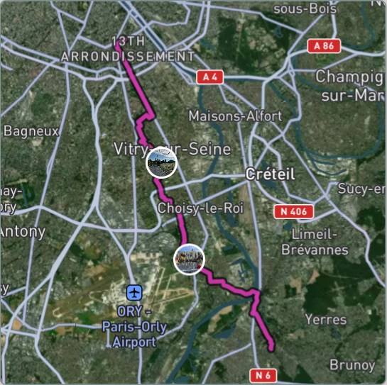 Carte de l'activité Retour par le plateau de Vitry et Orly